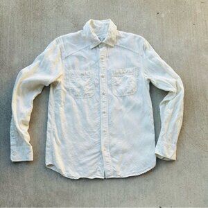 Flint And Tinder Linen Blend Work Shirt Men Size XS Ivory